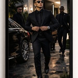 Men's Black Suit In A 8x10 Glass Front Frame